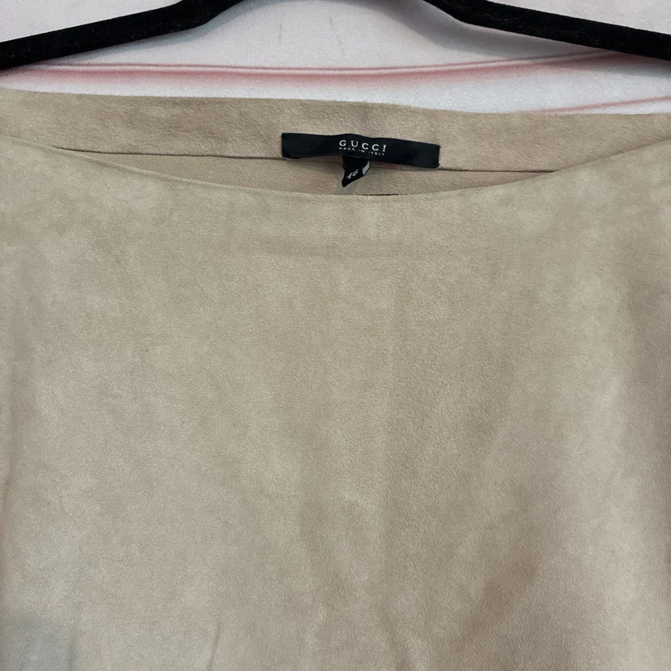 Auténtica Blusa Top Gucci Beige-Rosa Gamuza Manga Corta Talla 46 EE. UU. 10 Foto 4 de 4