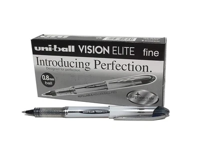 Stylo à rouleau fin Uni-Ball Vision Elite 0,8 mm encre noire fine livraison g... - Photo 1/4
