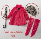 Vtg Barbie Fashion Avenue Pink Raincoat Set 1995 Polka Dot Umbrella Hat Boots