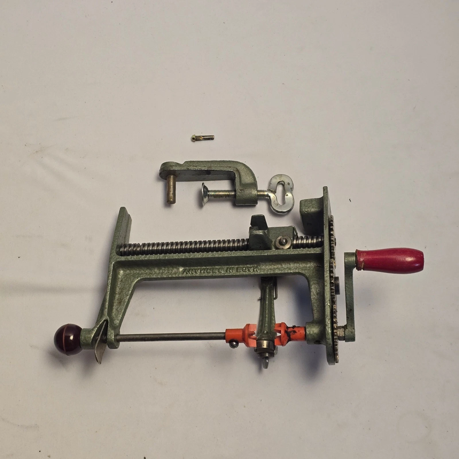 Vintage PEFRA Apple Peeler Corer Made in Germany Green Cast Metal Hand Crank