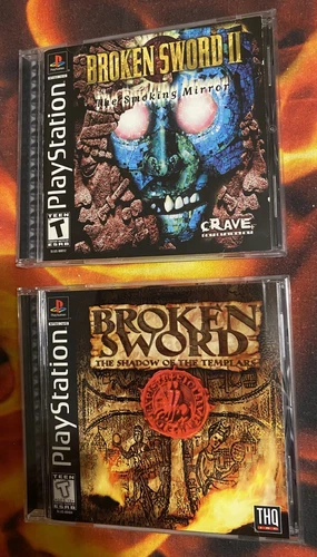 Broken Sword Shadows of the Templar 2 Smoking Mirror PS1 CIB registration cards