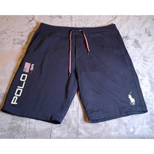 Polo Ralph Lauren Mens Navy Blue USA Graphic Pony Logo Sweat Shorts Size M