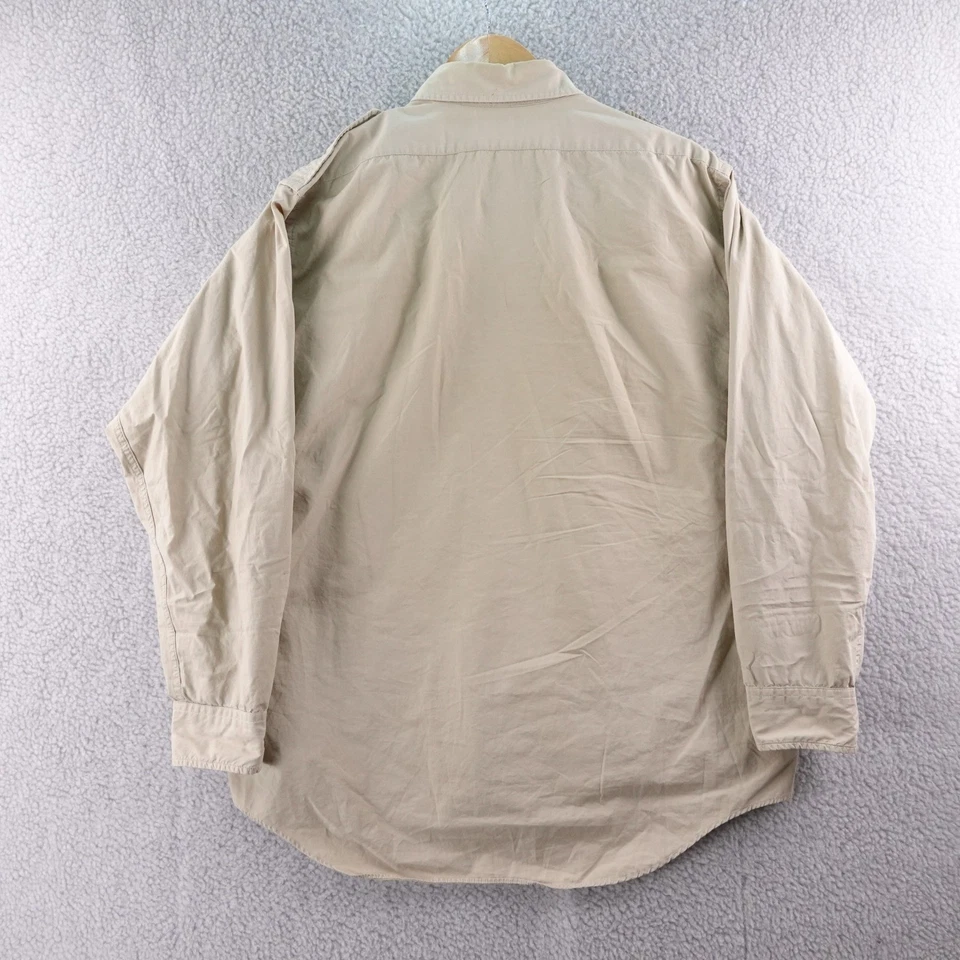 Vintage USA Made LL Bean Mens XL Khaki Long Sleeve Button Up Shirt Pockets Camp - Image 3 of 4