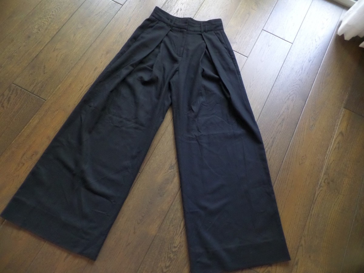New Latest ME-EM black high waisted flare pats wool blend