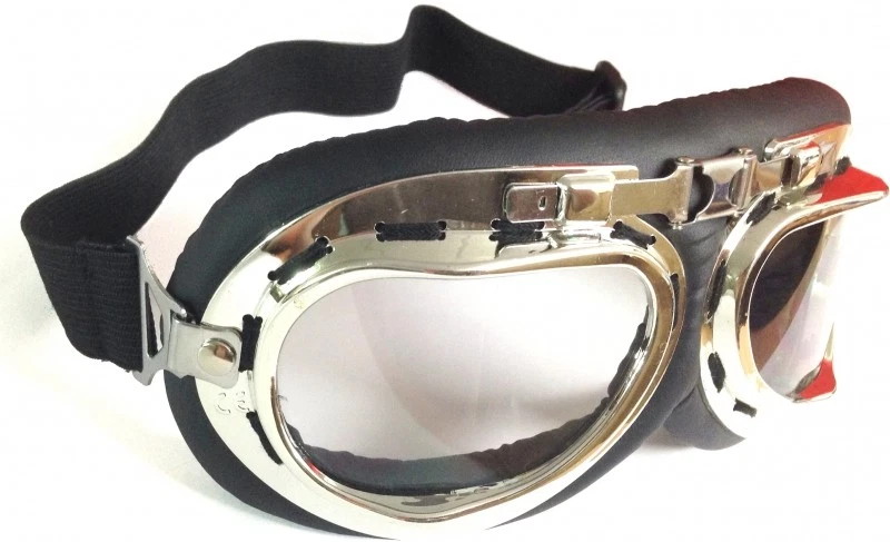 Occhiali Vintage Da Moto Scooter Vespa Modello Aviatore Con Lenti Trasparenti - Immagine 2 di 4