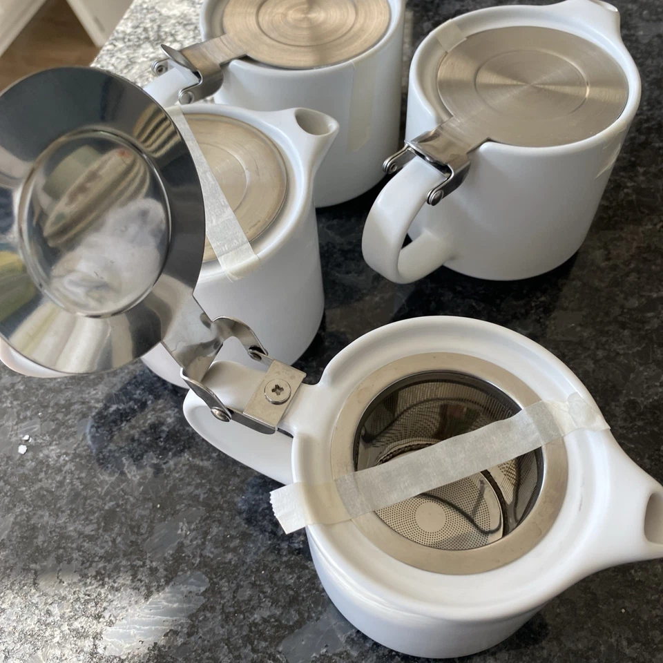 Tetera Personal Blanca 18 oz nueva con infusor de acero inoxidable y tapa Foto 3 de 4