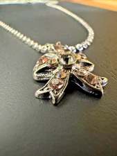 Mariana Bow Pendant Necklace in "Champagne Kisses" - Rhodium