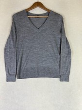 Banana Republic Merino Wool Sweater Men's Small Gray V-Neck Pullover