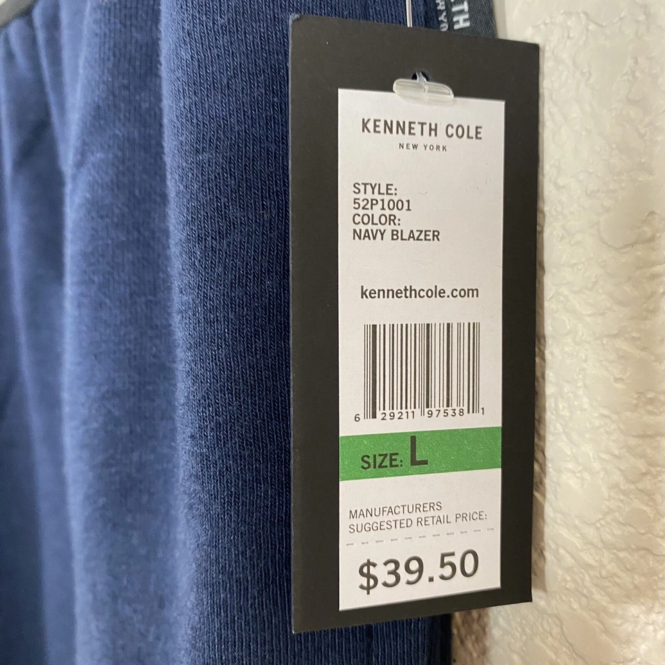 Pantalones de pijama Kenneth Cole French Terry Logo Jogger Lounge azul marino para hombre bolsillos en L Foto 4 de 4