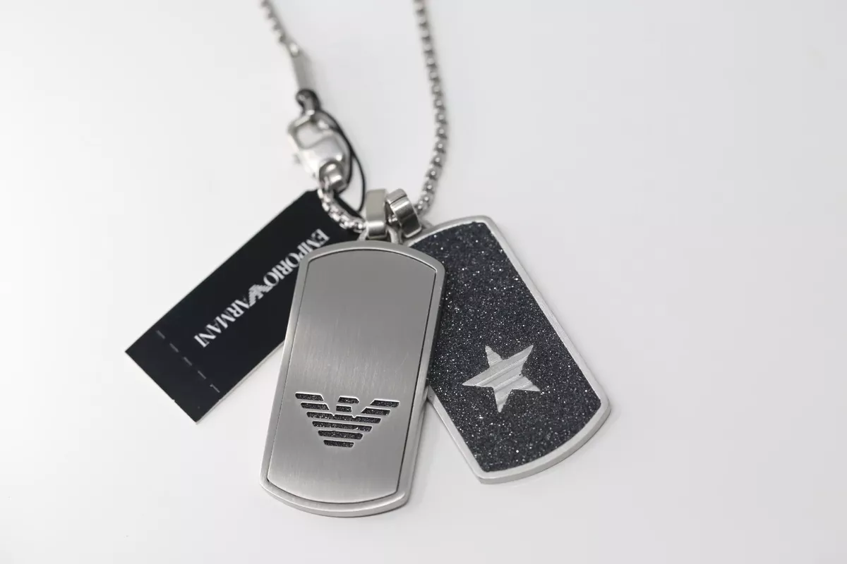 EMPORIO ARMANI EGS2675040 Unisex Men Stainless Steel Chain Necklace Pendant