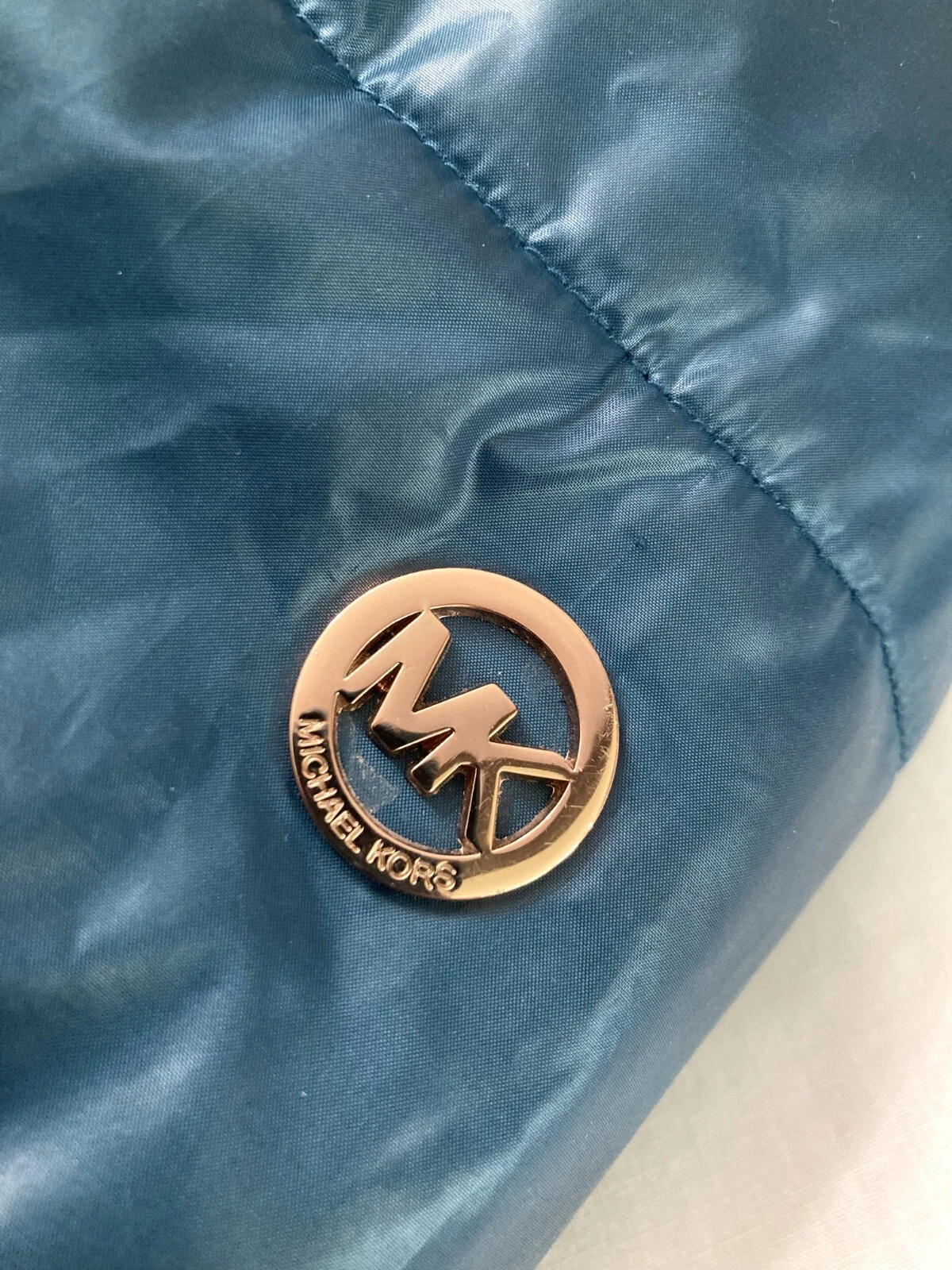 Giacca Michael Kors smeraldo scuro bambino 16 puffer pelliccia foderata cappuccio verde sacramento