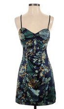 Guess Women’s Blue And Green Cocktail Short Silk Dress Small Size 7