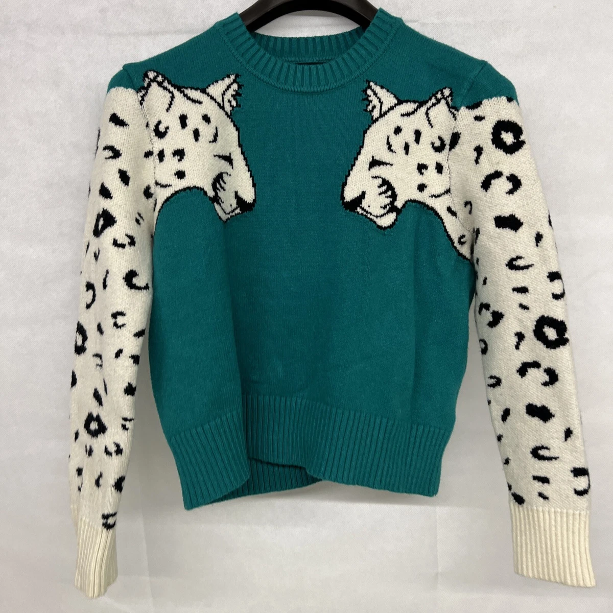 MINKPINK As Is Snow Leopard Knit Crew neck Sweater pullover animal XS  XSmall