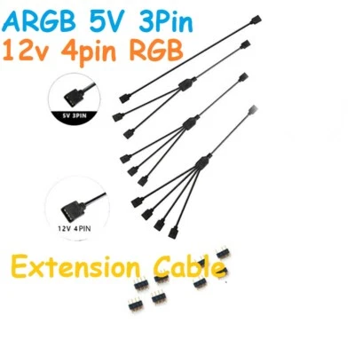 ARGB 5V 3-Pin Extension Cable Adapter - RGB 12V 4Pin Splitter Cable MSI ASUS