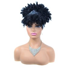 Turban Wrap Wig Kinky Curly Headband Wigs Afro Puff Hair Band Headwrap Synthetic