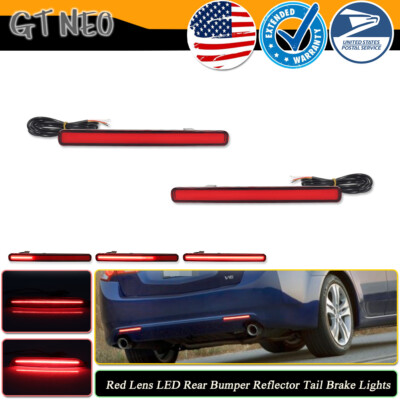 For 2009-14 Acura TSX Rear Bumper Reflectors Foglight Brake Tail Lights Red Lens