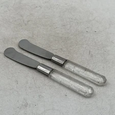 VTG Cream Cheese Butter Knife Lucite Crackle Clear Handle Stainless Steel Blade