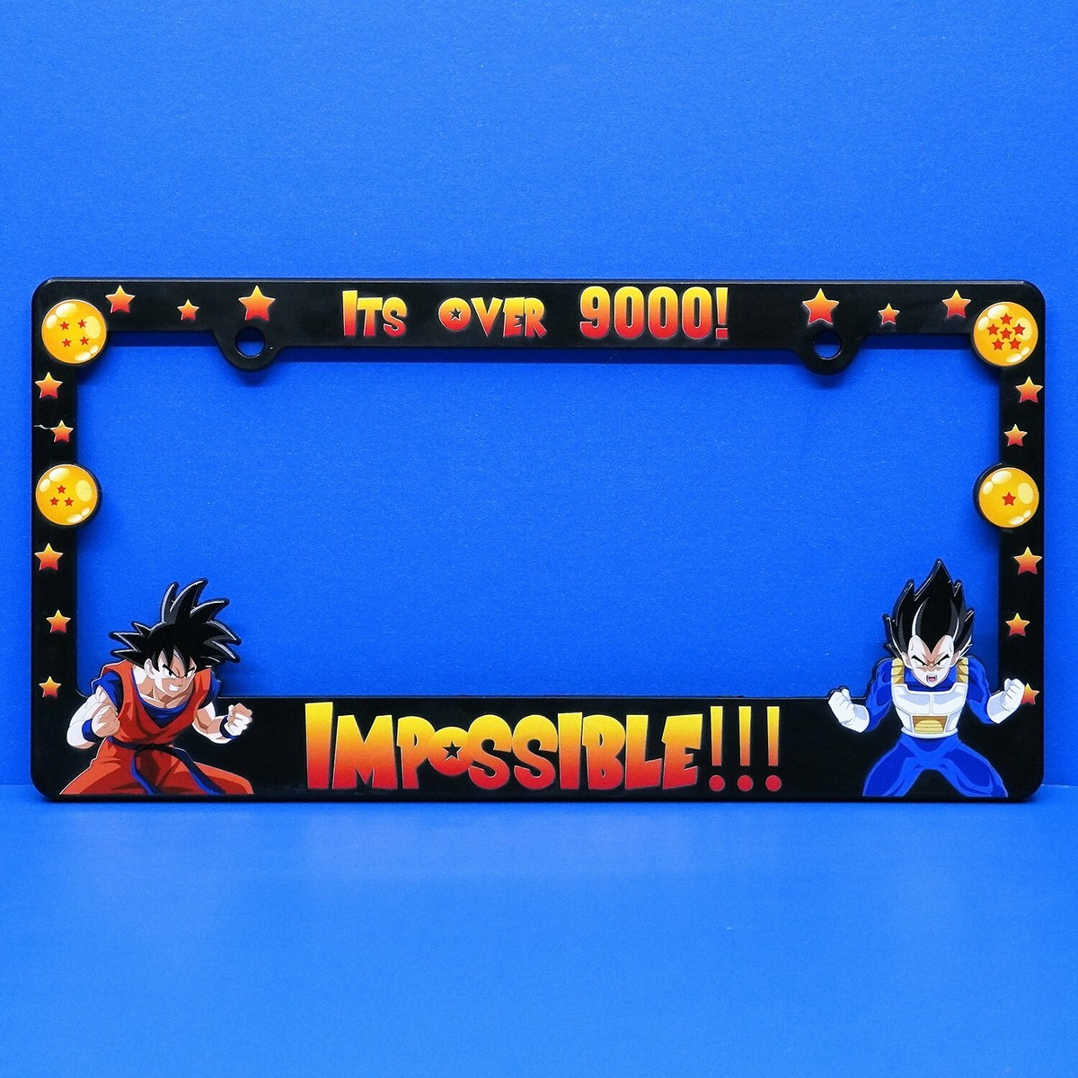 Dragon Ball Z Custom Over 9000 License Plate Frame Car Anime