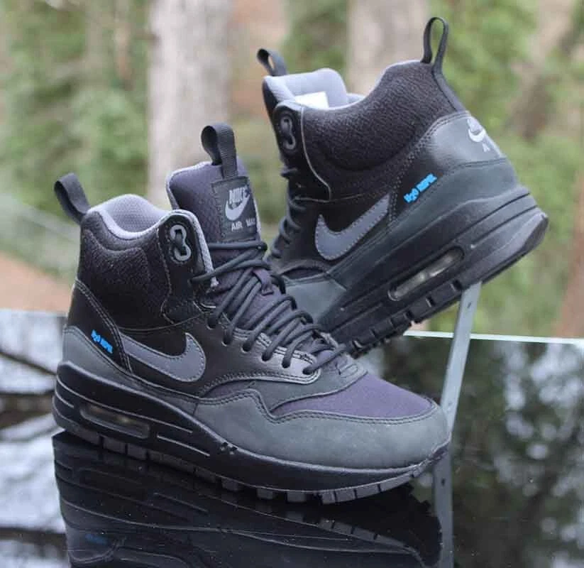 Delegación pacífico ganso Nike Air Max 1 Mid Sneakerboot Women&#039;s Size 5.5 Black Grey 685267-001  | eBay