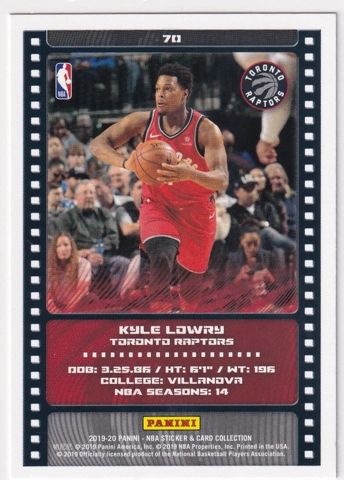 2019-20 PANINI SILVER PARALLELS KYLE LOWRY RAPTORS NBA STICKER/CARD - Y1341 - Image 2 of 2