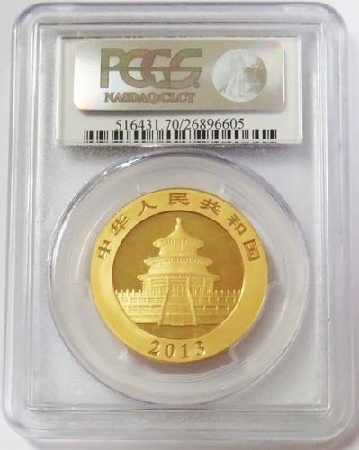 2013 GOLD CHINA PANDA 500 YUAN 1oz PCGS MINT STATE 70 - Picture 2 of 2