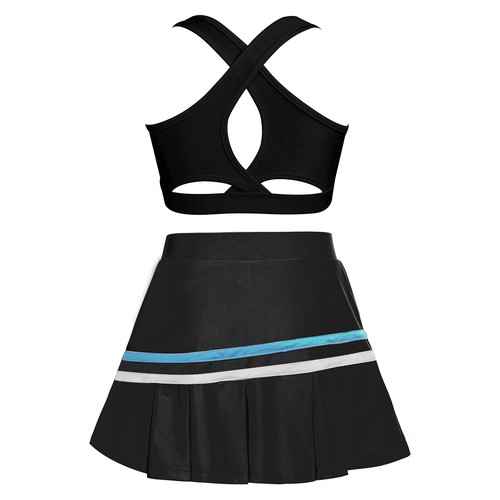 Kids Girls Crop Top With Skirt Cross Back Activewear Summer Sportswear Set Mini - Picture 6 of 83