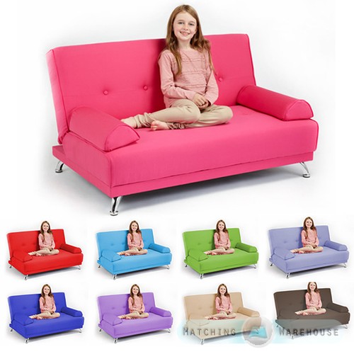 Childrens Cotton Twill Clic Clac Sofa Bed with Armrests Futon Sofabed Kids Guest