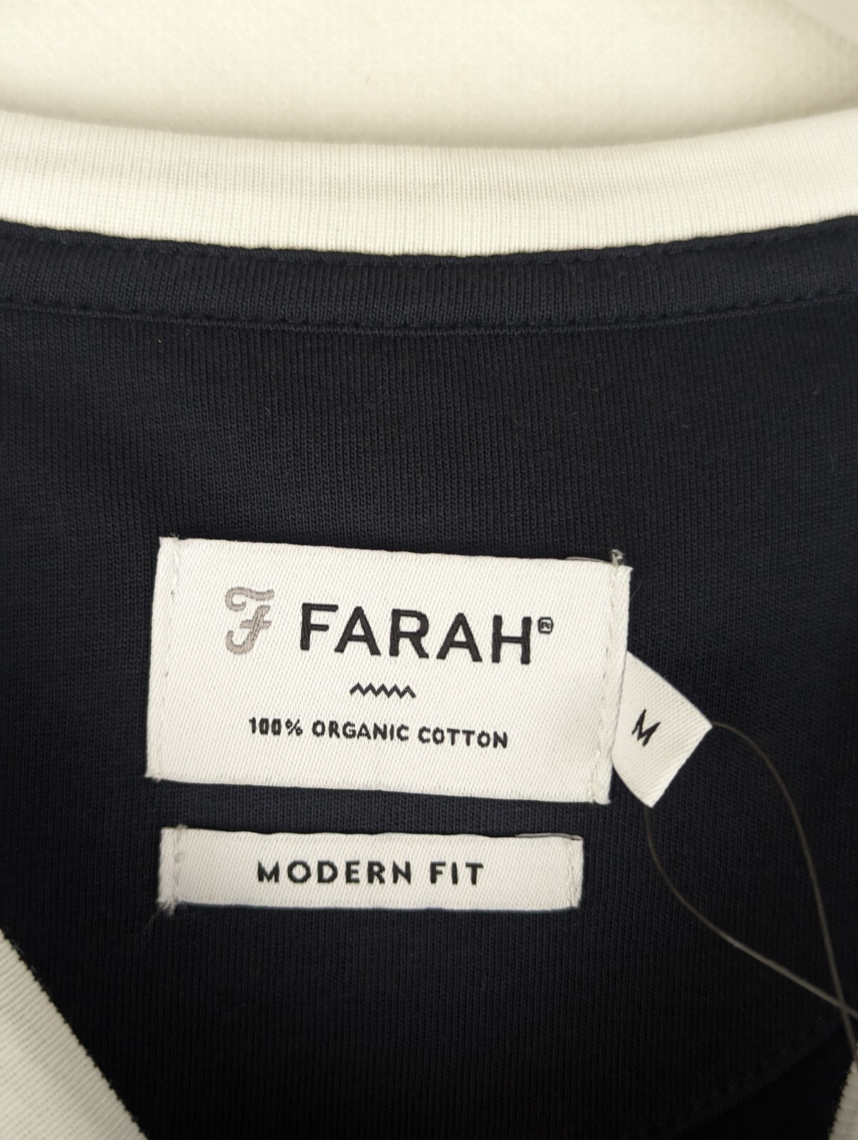 Farah Cawood Regular Fit Organic Cotton Ringer T Shirt - Navy Medium M RRP £35 image 7