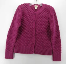 LL Bean Sweater Women Large Pink Wool Angora Rabbit Hair Cardigan Bobble Knit