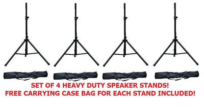 Pro 400 Stand 4 Four PA Tripod Speaker Stands Pair For Pro Audio Free Carry Bags ...