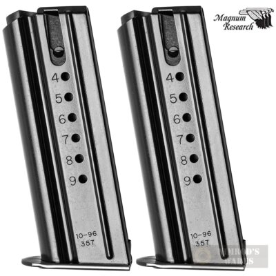 TWO MAGNUM RESEARCH Desert Eagle .357 MAGNUM 9-Round MAGAZINES MAG357 FAST SHIP