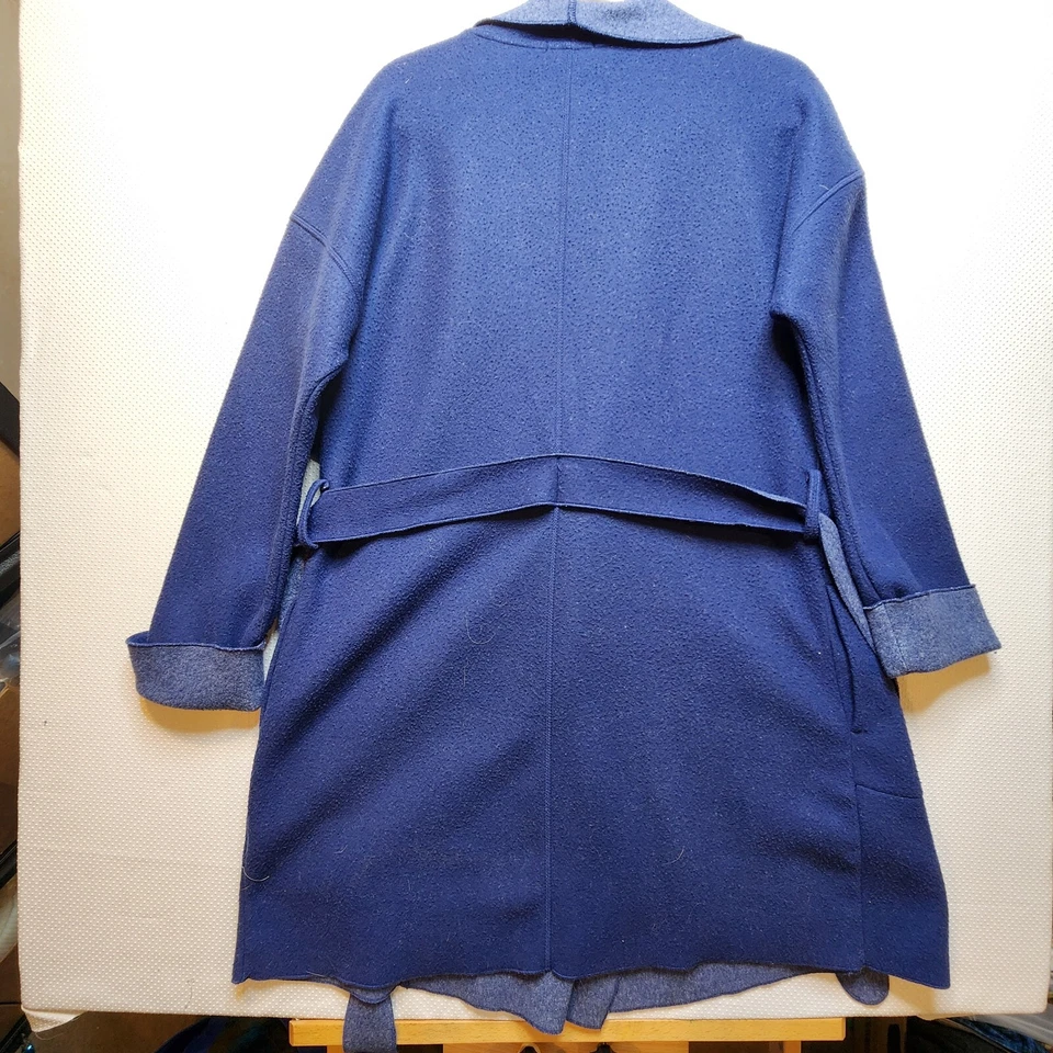 Alfani Intimates Mujer Bata Envoltura Medio Azul Contraste Polar Cinturón Bolsillos Suave Foto 3 de 4