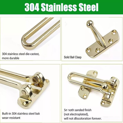 Door Guard Restrictor Security Catch Strong Heavy Duty Safety Lock Chain - Picture 3 of 17
