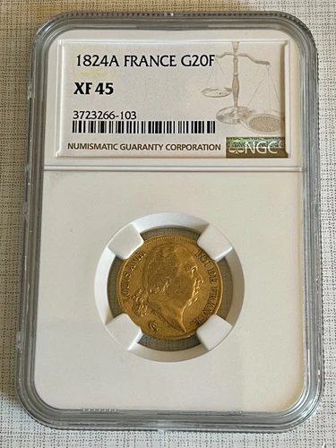 France 1824A Louis Napoleon 20 Francs Gold NGC XF45 SKU# 6276