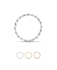 Nose Ring 10KT Solid Gold Seamless Continuous Twisted Hoop 5/16" 8mm 22G