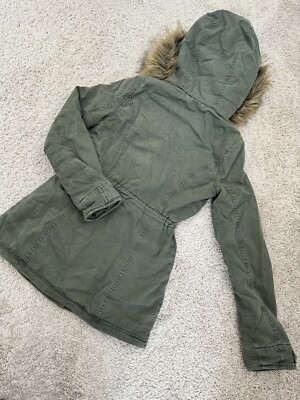 NWT Hollister Y2K Women's Army Green Hooded Utility Coat Sherpa