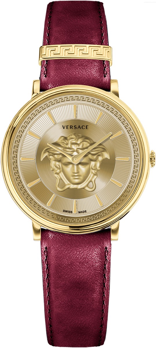 Versace VE8103821 V-Circle Lady gold burgundy Leather 