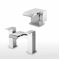 Image of Chrome Bathroom Taps Basin Mixer Bath Filler Shower Tap Wide Waterfall