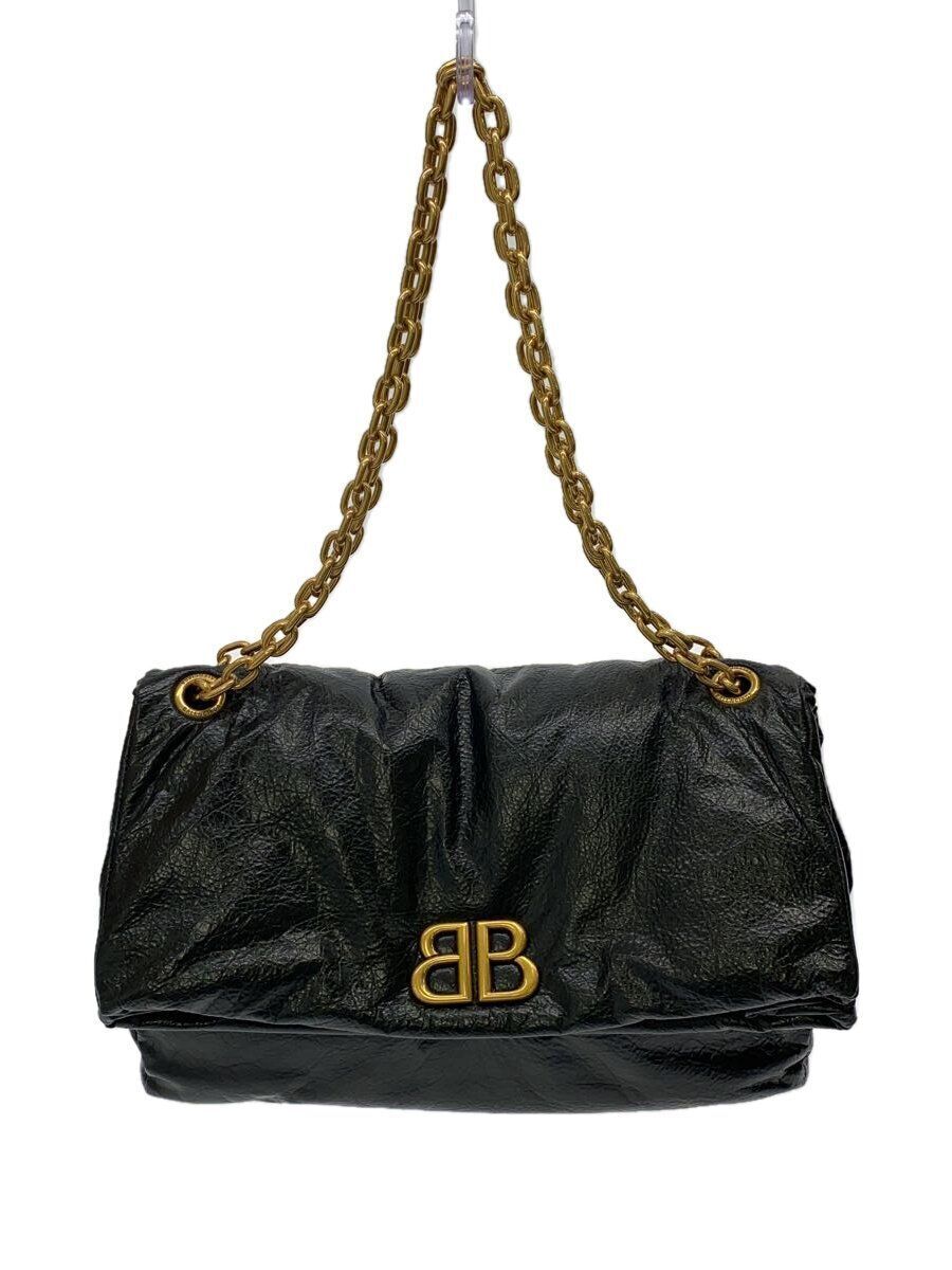 BALENCIAGA SHOULDER BAG MONACO CHAIN LEATHER BLACK 765945 BALENCIAGA SHOULDER BAG MONACO CHAIN LEATHER BLACK 765945