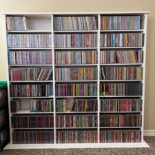 Wood Media Storage Cabinet CD DVD VHS Movie Organizer Wall Mount Shelf White