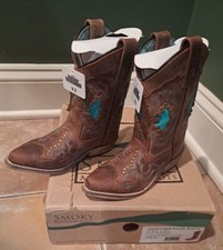 Smoky Mountain Girls' Moonbay Turquoise Inlay Cowgirl Boots  3716C, 100% leather