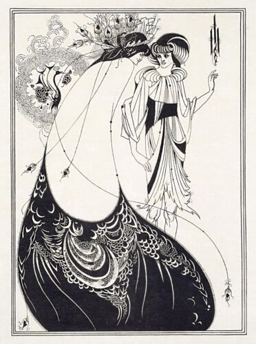 AUBREY BEARDSLEY THE PEACOCK SKIRT DRAWING GICLEE PRINT FINE CANVAS - Picture 2 of 4