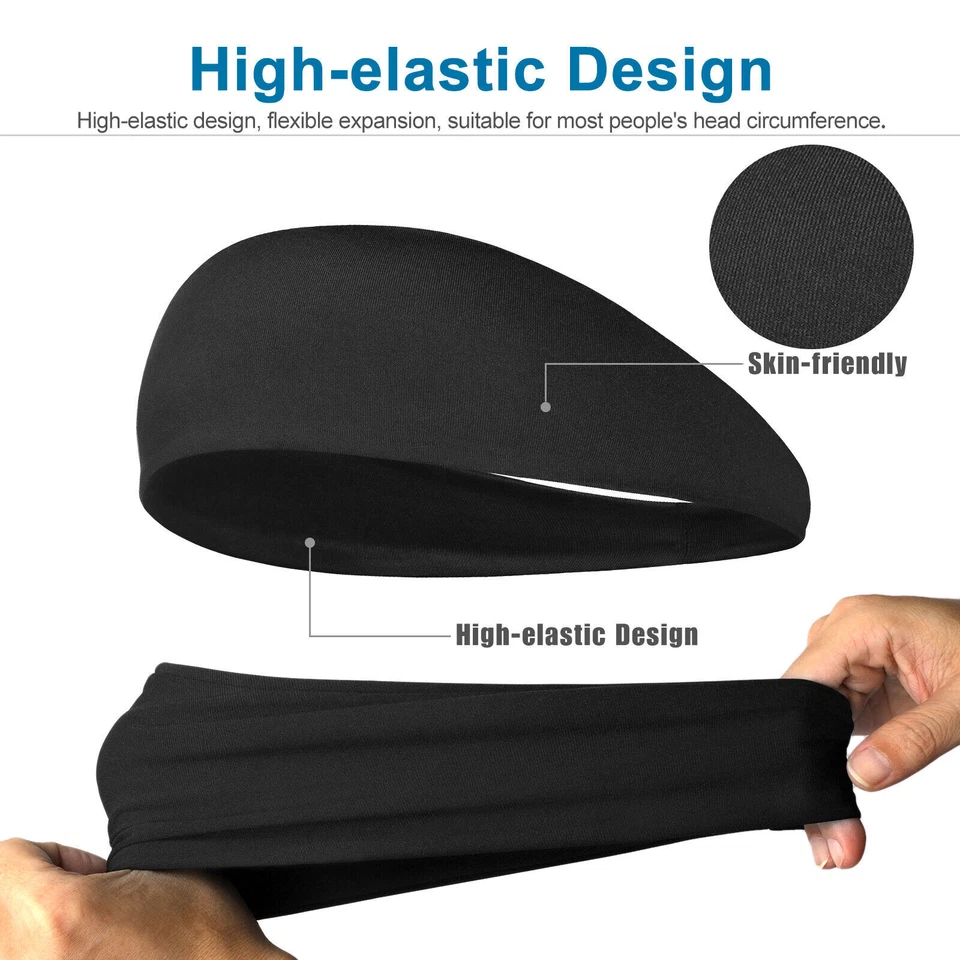 Mens Women Sweat Sweatband Headband Yoga Gym Running Stretch Sports Head Band - Image 2 of 4