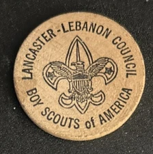 Lancaster Lebanon Boy Scouts Of America Wooden Nickel Coin Pennsylvania PA