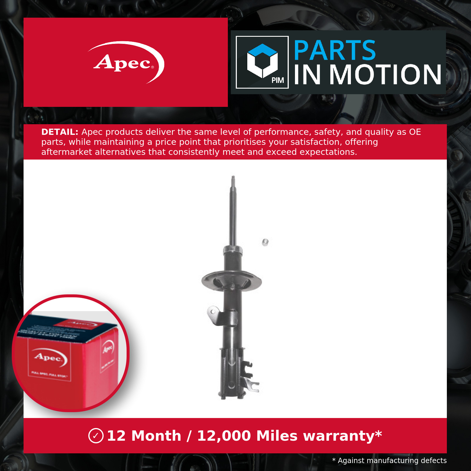 Shock Absorber (Single Handed) Front Left ASA1770 Apec 50704713 50705347 Quality