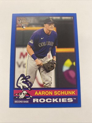 2025 Topps Heritage Aaron Schunk Blue Border Variation SP E723