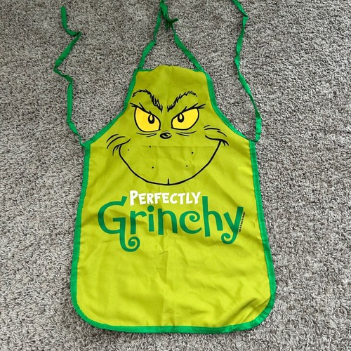 Kids Grinch Perfectly Grinchy Apron Christmas Holiday Kitchen Cooking Baking Fun