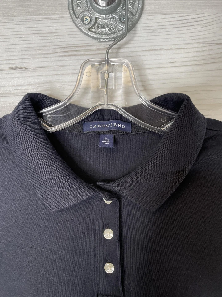 Polo Lands' End Niños Grande 14-16 Azul Marino Manga Corta Uniforme Escolar Foto 2 de 4