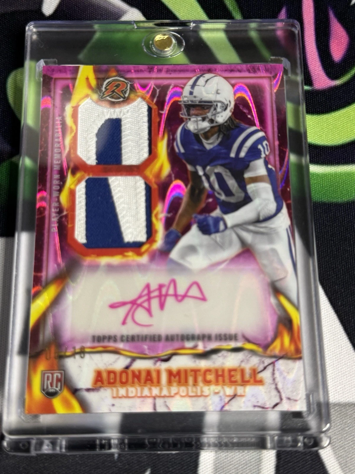 Adonai Mitchell Topps Resurgence Ignite Rookie Patch Autographs #IPAAM Red Power Surge