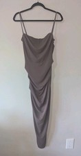 Zara Mocha Mink Brown Draped Midi Dress Size Small S